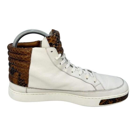 Gucci Python Skin High Top Sneakers GG White Brown CLEAN Logo Mens Size 9.5 ~ 10 - Picture 4 of 14